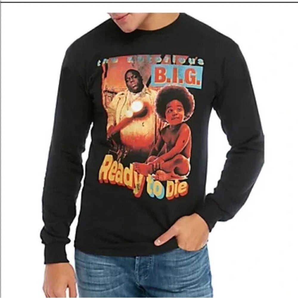 Notorious B.I.G. Ready to Die Mens Biggie Smalls Long Sleeve T-Shirt Size L
